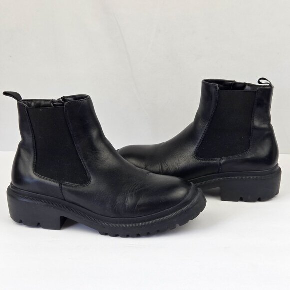 Blondo Waterproof Lug Sole Black Leather Chelsea Boots Size 9.5 - Picture 1 of 13